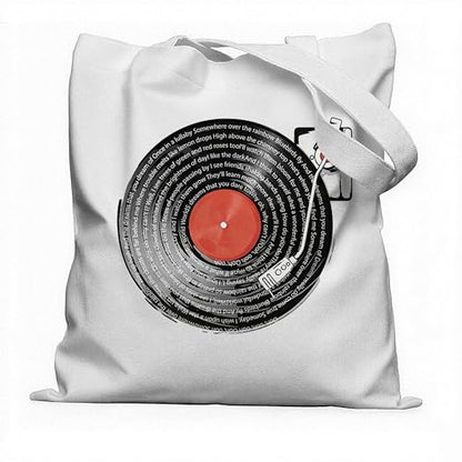 Aesthetic Music Floral Tote Bag for Women, Reusable Canvas Bag with Musical & Botanical Design, Daily Use Gift - color: White-music-012