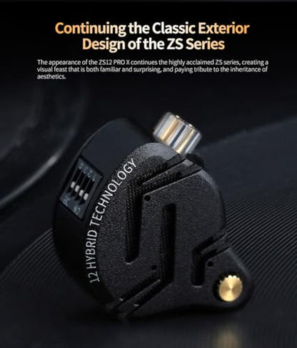 keephifi ZS12 Pro X in Ear Monitor, 1DD 5BA HiFi Wired Gaming Earbuds, ZS10 Pro X Upgraded Version IEM Earphones Earbuds with 2Pin-C Detachable Cable for Musicians, Audífonos Gamer, Audiphile