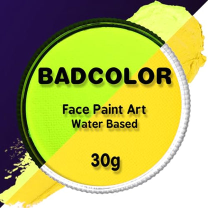Neon Yellow Face Body Paint(30g/1oz), Water Based UV Blacklight Fluorescent Art Painting Makeup Kit for Music Festivals, Parties, Nights Out, Halloween Costume & Cosplay - color: Neon Yellow