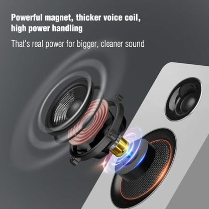 Computer Speakers, Bluetooth 5.3, USB-C, AUX/RCA, 3-Inch Woofer, White - color: White