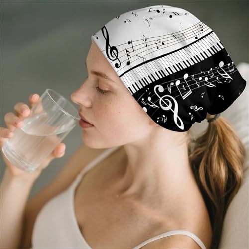 Art Owl Women's Slouchy Beanie Hat Cute Turban Hats Cancer Headwear Caps Baggy Skull Sleep Scarf - color: Musical Notes