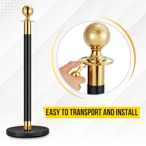 2Pack Stanchions and 5FT Black Velvet Ropes, Crowd Control Barrier, Black Stanchions Queue Barrier Line Divider with Fillable Plastic Base Used for Theaters Clubs Hotels Museums Exhibition - color: 2 Pack | 1 Rope