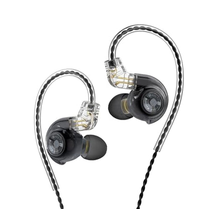 In Ear Monitor Headphones Dual Magnetic Dynamic Driver IEM with Mic, Black | Hybrid Banlance Armature with Dynamic in Ear Headphones IEM Earphones Gaming Earbuds - color: HJ-822 Black with Mic