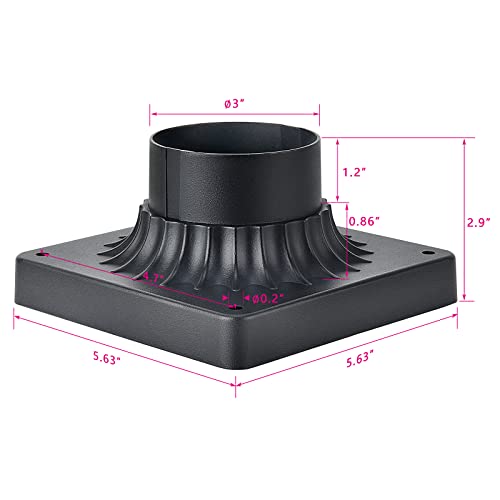 Pier Mount Base 6 Pack, Outdoor Post Light Adapter Matte Black - color: Matte Black-6PK