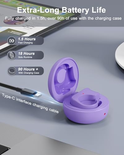 [New Upgrade, Easy to Use] TikTok Scrolling Ring Remote Control, Camera Shutter Remote, Wireless Bluetooth Scrolling Ring for iPhone, iPad, iOS, Android - Light Purple - color: Light Purple