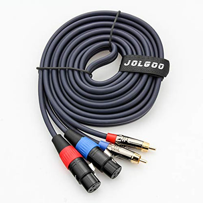 JOLGOO XLR to RCA Cable, XLR Female to RCA Male, 2 to 2, 4N OFC Wire, Amplifier, Mixer, Microphone, 10 Feet - size: 10 Feet, style: Dual XLR Female to Dual RCA Male