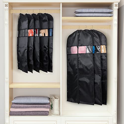 Univivi Garment Bag Suit Bag for Storage and Travel, 43 Inch, Set of 3 | Travel Bag with Zipper and Visible Transparent Window, Oxford Fabrics, Foldable Washable Suit Cover for Jacket, Suits, Coats - size: 24"X43"-3pcs - Oxford