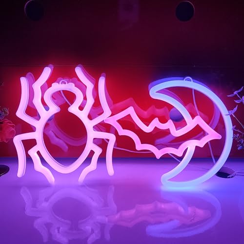 JYWJ Spider LED Neon Signs Desktop Wall Decoration Light | USB or Battery Powered, 3-AA Battery Option, Party Decoration, Business Decor Use, Desktop & Wall Mount - style: Spider