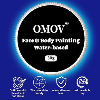 Black Face Paint 30g (1oz) Non-Toxic,Water Activated Face Painting Kit for Kids Adults,SFX Makeup Facepaint Palette for Halloween vampire,Cosplay,Theater Party,Clown Joker Special Effects Costume - color: Black-30g