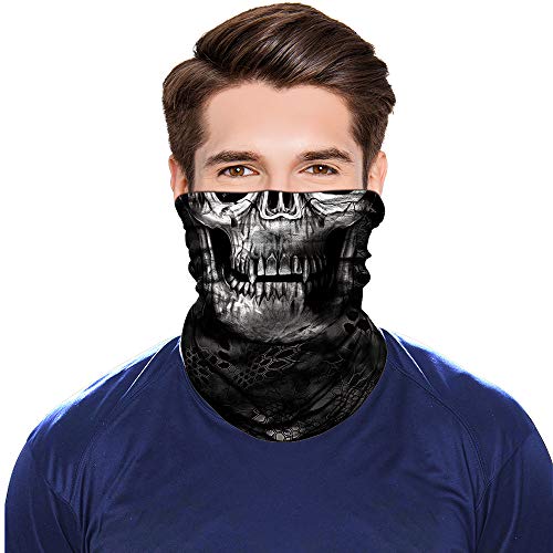 Neck Gaiter Shield Scarf Bandana Face Mask Seamless UV Protection for Motorcycle Cycling Riding Running Headbands - color: Skull Teeth-black