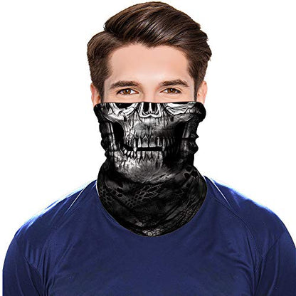 Neck Gaiter Shield Scarf Bandana Face Mask Seamless UV Protection for Motorcycle Cycling Riding Running Headbands - color: Skull Teeth-black