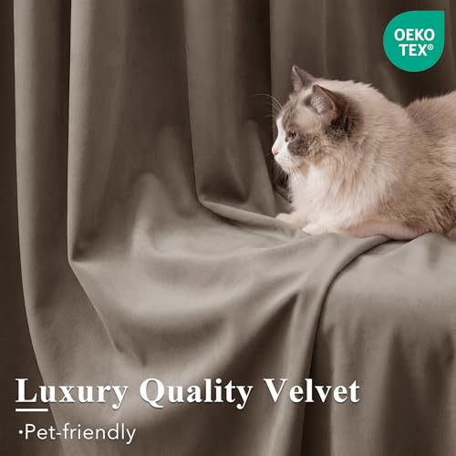StangH Taupe Velvet Room Darkening Panels Privacy Protect, W42 x L90, 2 Pcs - color: Beige Series - Taupe, size: 42"W x 90"L (Pack of 2)