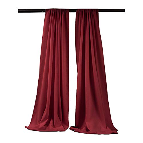 New Creations Fabric & Foam Inc, 5 Feet Wide by 9 Feet High Polyester Backdrop Drape Curtain Panel (2 Panels 5 Ft Wide x 9 Ft High) (Cranberry) - color: Cranberry