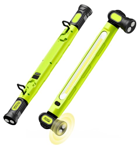 Magnetic Cordless Under Hood Work Light Bar for Mechanics-Green | Rechargeable 5200mAh Battery, 3000 Lumens, N45 Magnets, 360° Hooks, IP54 Waterproof & IK08 Impact Resistant for Car Repairing - color: Green