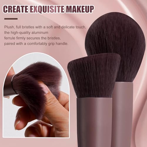 BS-MALL Makeup Brush Set 18 Pcs Premium Synthetic Foundation Powder Concealers Eye shadows Blush Makeup Brushes with black case (D-Brown) - color: D-Brown
