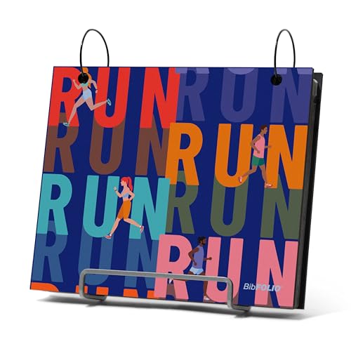 Gone For a Run BibFOLIO Race Bib Album - Run The Miles - 9.5x8 | Wood Cover, Twist Cable Rings, Race Bib Holder, Holds Up to 100 Bibs, Includes 12 Vinyl Sleeves, Marathon Runner Gift - color: Run The Miles