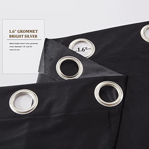 Velvet Black Grommet Blackout Curtains 84 inch Length for Living Room - color: Black, size: 52"W x 84"L (Pack of 2)