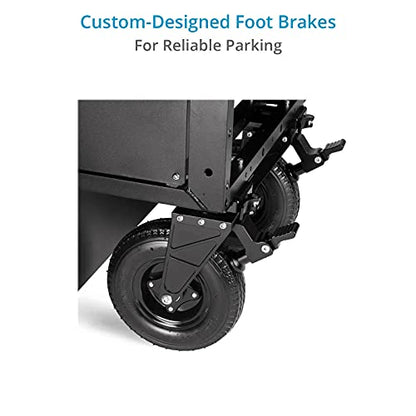 PROAIM Soundchief Audio Production Cart with 16U Rack Mount, 150kg/331lb | CNC aluminum cart with 9" front + 20" rear pneumatic wheels & foot brakes; 19" rack compatible, tool-less assembly