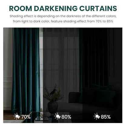Dreaming Casa Velvet Room Darkening Curtains 84 Inch Long, 1 Panel, Teal | Rod Pocket & Back Tab Top, Blackout Thermal Insulated Window Treatment Drapes for Living Room Bedroom, Each 100"W x 84"L - color: Teal Green, size: 100"W x 84"L (Pack of 1)