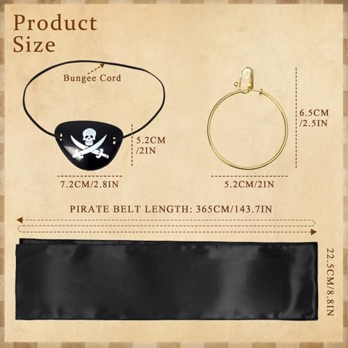 Women Pirate Costume Accessories Set|Headscarf Wrap Hat Sash Belt Cosplay Outfit With Stainless Steel Earring Necklace - style: 5 Pcs Pirate Set - Black Pirate Lace Necklace Set