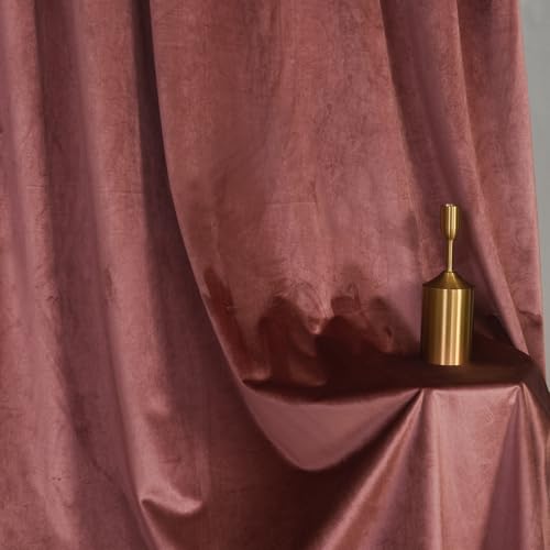 Velvet Tie Top Room Curtain Set- Dusty Rose Bow Tie Design Drapes for Living Room/Bedroom W52 x L96-inch, 2 Panels - color: Dusty Rose, size: 52"W x 96"L (Pack of 2)