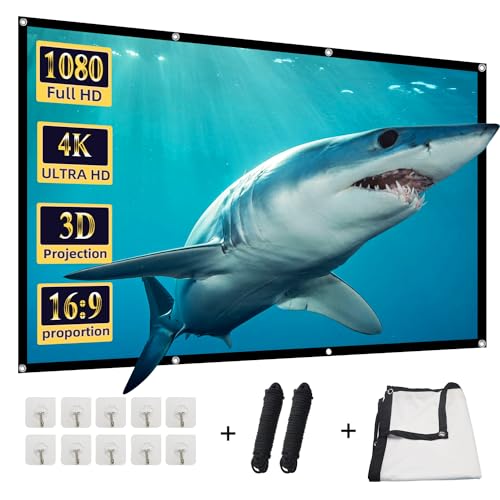 100 inch Projector Screen,DUYIKJ Foldable Washable Portable Rear Front Projector Screen 4K Indoor Outdoor 16:9 HD Projection Movies Screen for Backyard Home Theater Office