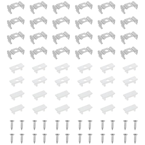 Lovelysp U-Shape Led Channel Metal Mounting Clips with Screws 24 Pack