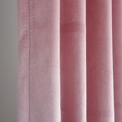 Roslynwood Velvet Blush Pink Curtain 63 inches Long - Curtains Block Light Thermal Insulated Rod Pocket Window Drapes Panels for Bedroom/Living Room, W52 X L63 inch, 2 Panels - color: Blush, size: 52"W x 63"L (Pack of 2)