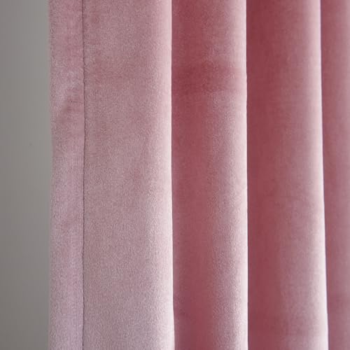 Roslynwood Velvet Blush Pink Curtain 84 inches Long - Curtains Thermal Insulated Rod Pocket Window Luxury Panels Drapes for Bedroom/Living Room,W52 X L84 Inch, 2 Panels - color: Blush, size: 52"W x 84"L (Pack of 2)
