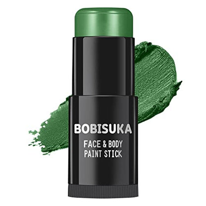 BOBISUKA Green Face Paint Stick, Waterproof Dark Green Eye Black Body Paint Sticks for Sports, Painting Kit for Halloween Makeup Zombie Witch Camo Hulk Cosplay Special Effects SFX Costume - color: Green
