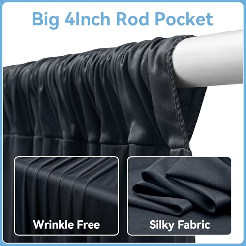 Outpain 10ftx20ft Black Backdrop Ceiling Drapes,2Panels 20ft Height Wrinkle Free Tent Draping Curtains, Fabric Drapery Ceiling Drapes for Wedding Ceremony Birthday Theme Parties with Rod Pocket - color: Black, size: 60"W x 240"L (Pack of 2)