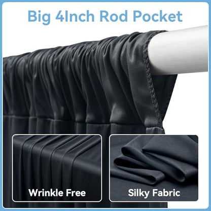 Outpain 10ftx20ft Black Backdrop Ceiling Drapes,2Panels 20ft Height Wrinkle Free Tent Draping Curtains, Fabric Drapery Ceiling Drapes for Wedding Ceremony Birthday Theme Parties with Rod Pocket - color: Black, size: 60"W x 240"L (Pack of 2)