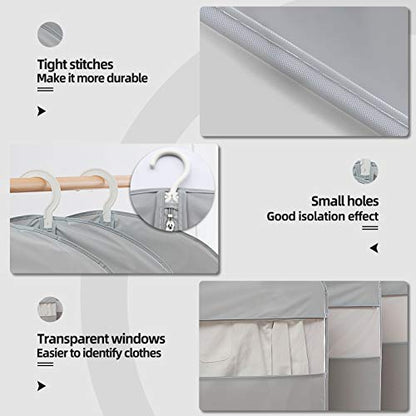 Dress Bags for Gowns Long, 65'' Long Dress Clear Garment Bag(Set of 2, 23.3'' X 65'') | Transparent window , Easy to identify - size: Set of 2(23.3" x 65") Gray