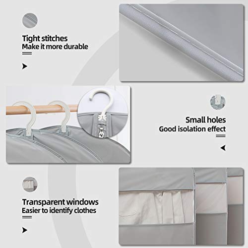 Garment Bags for Travel, 50'' Garment Bags for Hanging Clothes, Suit bag (Set of 2, 23.3'' X 50'') | Transparent window , Easy to identify,2Pcs - size: Set of 2 (23.3'' X 50'')