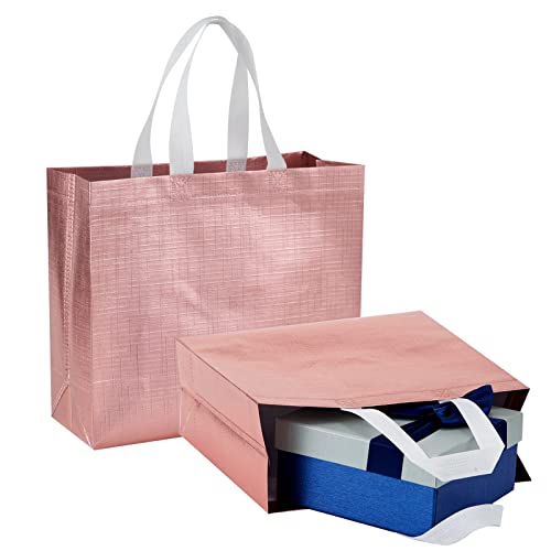6 Pcs Reusable Large Gift Bags with Handles for Party Wedding - color: Rose Gold