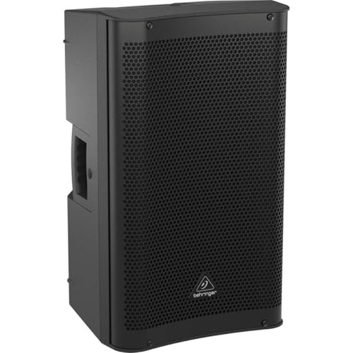 Behringer DR112DSP Active 1200W 12" PA Speaker System with DSP & 2-Ch Mixer, Bundle with Turnstile Audio Speaker Stand, XLR M to F Cable 25'