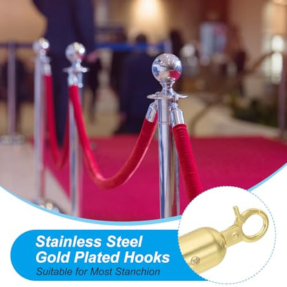 PATIKIL 8 Pack Pink Velvet Stanchion Rope, 5 Ft Crowd Control Ropes Barrier Hanging Rope with Stainless Steel Gold Plated Hooks for Carpet Events Movie Theaters Opening Activities - color: Pink/Gold Plated, size: 5 Ft
