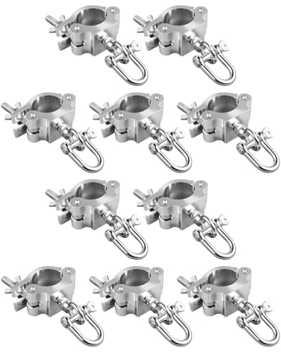 10 Pcs Stage Truss Clamp, Wider Aluminum Alloy Lights Hooks | O-Clamp Stage Lights Mounting for LED Video Wall Display, 40-52mm OD - color: 10Pcs Silver