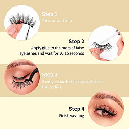 DYSILK Fake Eyelashes Natural Lash, 5 Pairs Faux Mink Lashes |002-16mm | Mink Lashes 5 Pairs 6D Wispy, Trimmable False Eyelashes, Soft Cotton Band, Eye Lashes Strip Eyelash Extension, Portable Case - color: 5 Pairs- 06