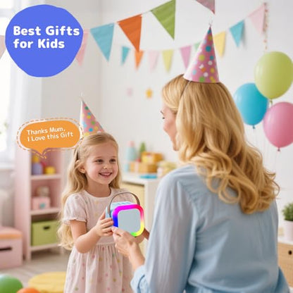 Karaoke Machine for Kids Adults, Mini Karaoke Machine with 2 Wireless Microphones, Portable Bluetooth Speaker with Voice Changing Effects & LED Lights, Best Gifts Toys for Girls and Boys - color: BLue