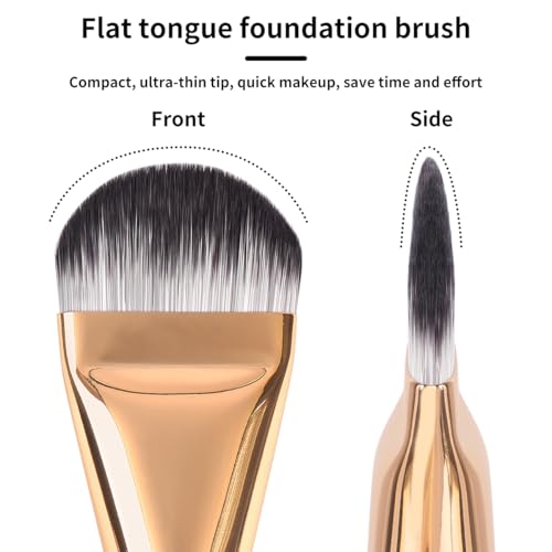 MAANGE 5 PCS Foundation Makeup Brush Set Double-ended Kabuki Mask Contour Brush for Liquid Powder Concealer Cream Cosmetics Blending Makeup Brushes (Gold) - color: Gold - 5Pcs