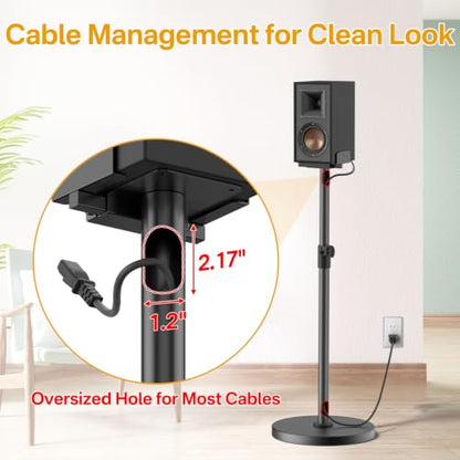 Speaker Stands Pair for Klipsch Bookshelf Speaker Stands, Height Adjustable Extend 29” to 37.5”, Dual Side Clamp Surround Speaker Stand for Klipsch R-51PM R-51M RP-600M RP-500M with Cable Management