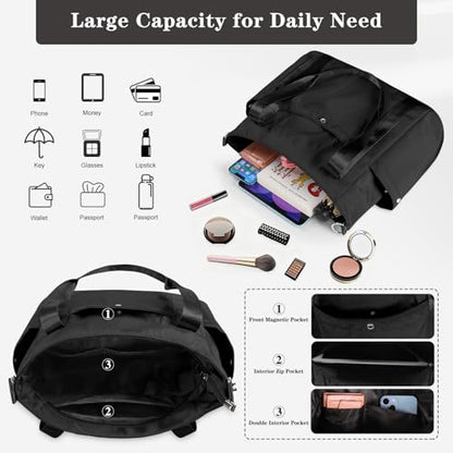 Geestock Tote Bag for Women, Lightweight Large Work Tote Bag, Nurse Handbag Multi-pocket Shoulder Crossbody Tote Bags - color: Black