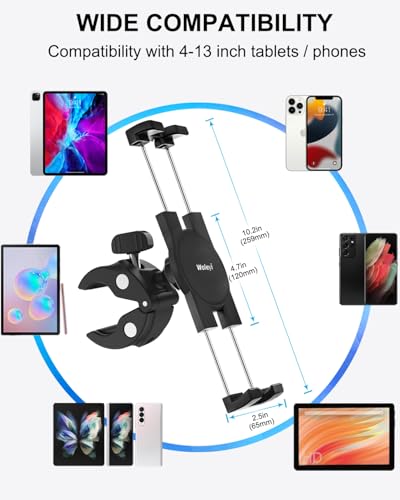 Tablet Mic Stand Holder, Microphone Music Tablet Mount with Ultra Stable C-Clamp, Compatible with iPad Pro/Air/Mini, Galaxy Tabs/Z Fold, Fire HD, iPhone, More 4.7-13" Cell Phones and Tablets