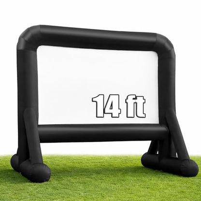 14 FT Inflatable Movie Screen Outdoor Projector Screen for Outside Backyard Movie Night Easy Setup Mega Blow Up Screen, Great for Barbecue Pool Party Outdoor Drive-in Theater - Front/Rear Projection - size: 14 FT