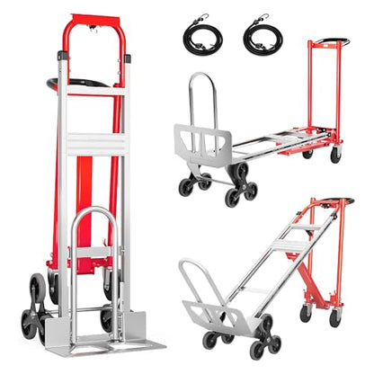 Convertible Hand Truck -1,000 lb Heavy-Duty Aluminum & Steel Dolly, 3-in-1 Mode with Stair-Climbing Wheels & 5" Swivel Casters for Warehouse, Moving, Delivery - size: Stair-climbing wheels with 1000 lbs capacity