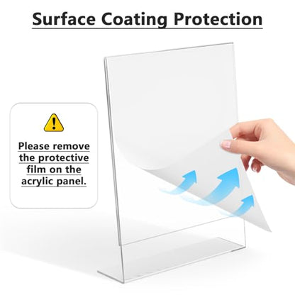 MaxGear Acrylic Sign Holder, 8.5 x 11 L-Shape Plastic Display Stand, 3 Pack | Clear Acrylic Material, L-Shape Design for Menus, Flyers and Signs, Easy Paper Insertion, Use In Office, Home, Store