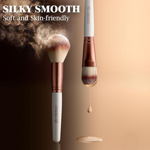 OMANIAC 20Pcs Makeup Brush Set Professional - Premium Synthetic Foundation Eyeshadow Blending Face Powder Brushes with Travel Case - Cruelty-Free Beauty Gift Kit for Beginners & Women (White) - color: White