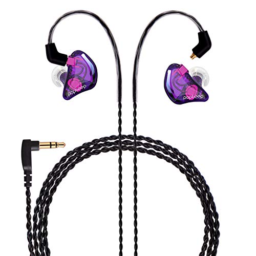 BASN Bsinger BC100 in Ear Monitor Headphone with Dual Drivers, Clear Purple | Noise Isolation Dynamic Drivers IEM Earphone with Detachable MMCX Cable for Singer Musician Drummer,Secure Fit Gaming Earbud - color: Purple
