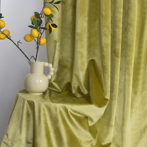 Roslynwood Velvet Cyan Yellow Curtain 84 inch Long - Super Soft Luxury Curtains Block Light Thermal Insulated Rod Pocket Window Panels Drapes for Bedroom/Living Room, W52 X L84 Inch, 2 Panels - color: Cyan Yellow, size: 52"W x 84"L (Pack of 2)
